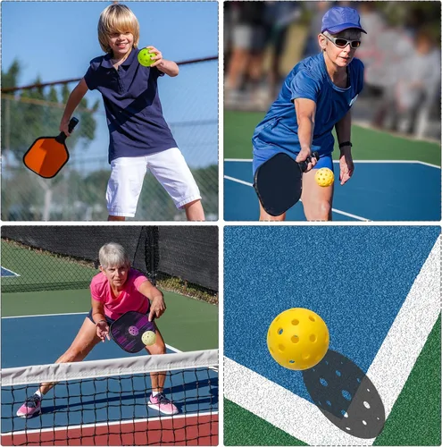 Vista 6 de PATIKIL Bolas de pickleball al aire libre, con agujeros, bolas de pickleball para aficionados, deportes en interiores y exteriores, Pasto verde