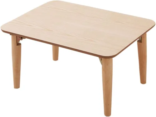 Vista 9 de EMOOR Mesa auxiliar plegable de madera rectangular mediana (17.7 x 31.5 pulgadas), gris claro, mesa baja para sentarse en el suelo, espacio pequeño