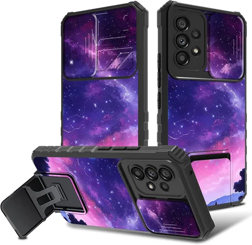 Vista 26 de Funda para Samsung Galaxy A53 5G con cubierta de cámara y soporte de soporte, resistente a prueba de golpes, TPU funda protectora para Samsung