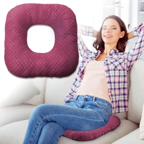 Vista 21 de Cojín de asiento con forma de dona rellena para dolor de coxis y coccix, hemorroides, úlceras de cama, embarazo, próstata, recuperación