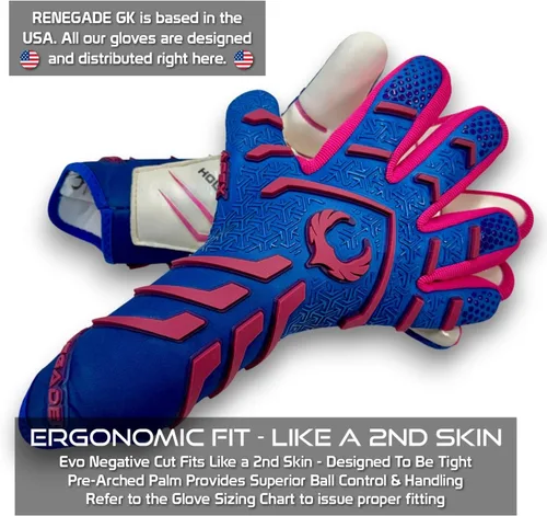 Vista 5 de Guantes de portero profesionales sin correa Renegade GK Apex (tallas 6-12, nivel 5.5) 4+5MM de agarre de contacto de corte negativo Guantes