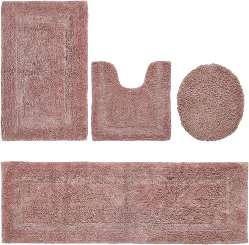 Vista 434 de Better Trends - Juego de 2 alfombras de baño 100% algodón, extra suaves, con borlas, de 17" x 24", alfombra de baño superabsorbente y reversible