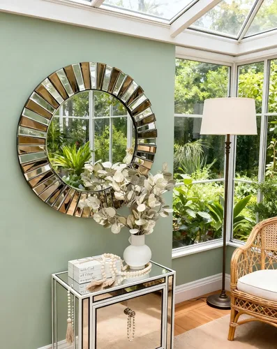 Vista 4 de Espejo redondo decorativo Sunburst: borde de cristal