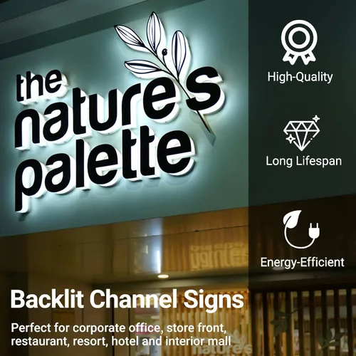 Vista 2 de Letreros de canal retroiluminados LED personalizados para negocios, letras de canal invertido personalizadas en 3D, letreros de logotipo de negocios