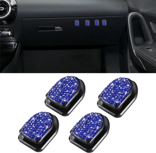 Vista 11 de WINKA Ganchos brillantes para automóvil, 4 piezas, accesorios de cristal, lindo gancho para salpicadero, llaves, lentes de sol, gancho