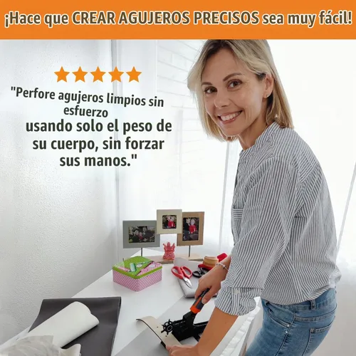 Vista 5 de Herramienta perforadora de cuero para cinturón de escritorio, diseño de mesa más fácil de usar para correa de reloj, correa de bolso. Acero al