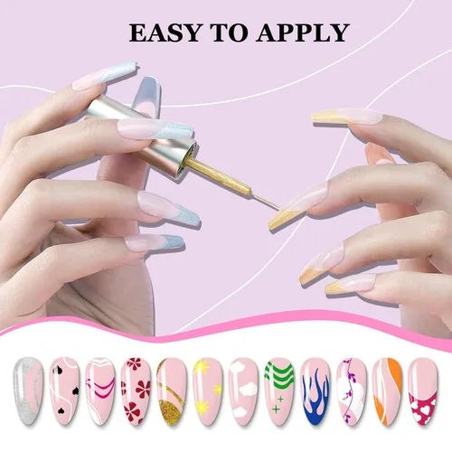 Vista 4 de Eodci - Juego de esmalte de gel para arte de uñas, 12 colores negro, blanco, rosa intenso, amarillo, verde con purpurina, esmalte de gel para otoño