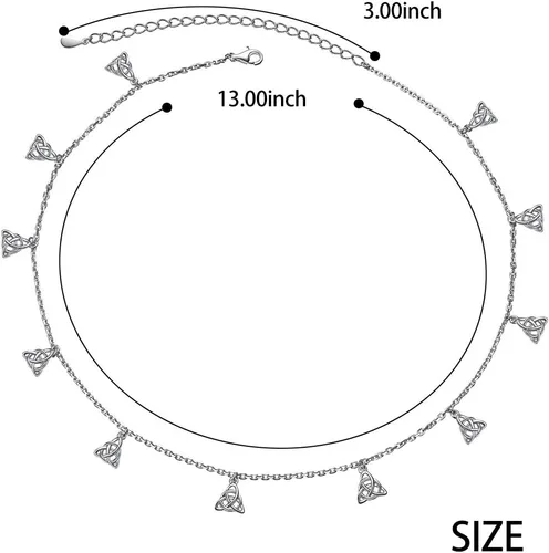 Vista 5 de Gargantilla de plata esterlina DAOCHONG con colgante, cadena de disco para mujer y chica, de 33cm + 7,6cm