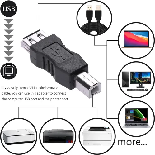 Vista 4 de DSYJ-01252 Adaptador USB tipo A hembra a USB tipo B macho (USB_A_F-USB_B_M)