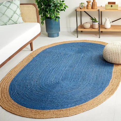 Vista 20 de SAFAVIEH Natural Fiber Collection - Alfombra ovalada, 2 pies 6 pulgadas x 4 pies, ovalada, azul aguamarina y marrón natural, yute hecho a mano