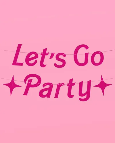 Vista 2 de xo, Fetti Cartel con purpurina rosa Let's Go Party, 5 pies, decoraciones de despedida de soltera, decoraciones de fiesta de cumpleaños rosa, lindo