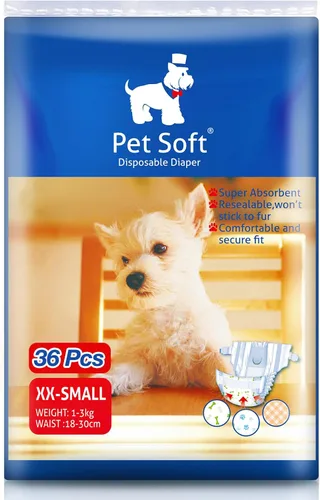 Vista 12 de Pet Soft, pañales desechables para mascotas, perros, cachorros, 12 unidades, 72 pañales, XXS- XL