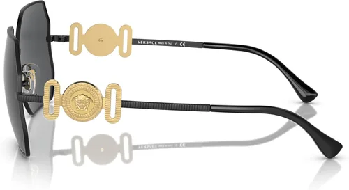 Vista 5 de Versace Gafas de sol para mujer, montura dorada, lentes gris oscuro, 2.283 in