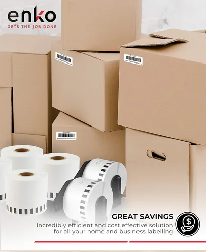 Vista 6 de enKo DK-2223 6 rollos de etiquetas de papel en blanco continuo (2 pulgadas x 100 pies)