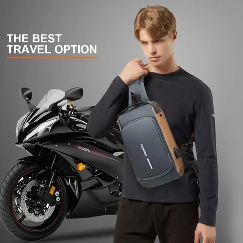 Vista 8 de Anti theft Crossbody Sling Bag,Waterproof Chest Daypack with USB Charging, Shoulder Backpack for Men