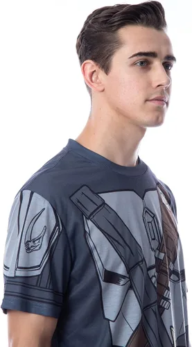 Vista 3 de Star Wars - Camisa de disfraz para hombre con mando mandaloriano