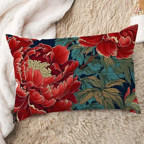 Vista 11 de ArogGeld Fundas de cojín de estilo chinoiserie, diseño de flores y pájaros, color rosa rubor, diseño de animales de pavo real, jardín asiático