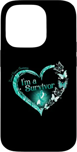 Vista 17 de Teal Ribbon Butterfly Cervical Cancer I'm A Survivor Case for iPhone 17