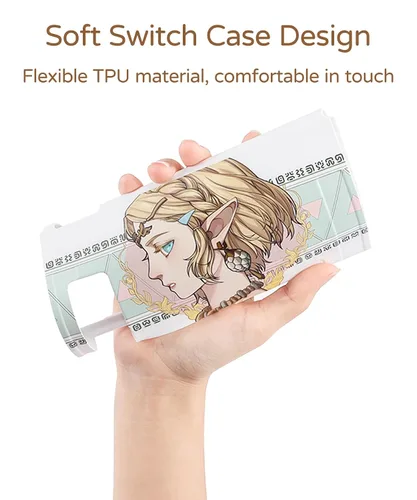 Vista 6 de PAWSWORLD Funda protectora para Switch Zelda, funda de interruptor acoplable suave para Nintendo, funda Joycon funda desmontable para interruptor