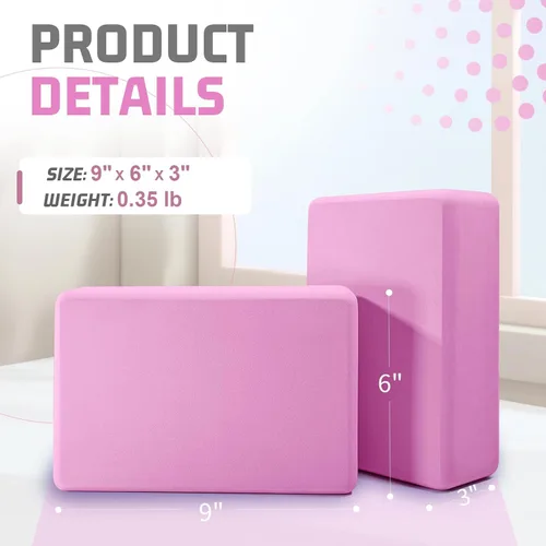 Vista 2 de Yoga Blocks 4 Pack - Premium 3x6x9 IN EVA Foam Bricks for Pilates Workout, Stretching, Meditation Non-slip and Lightweight Yoga Bricks for