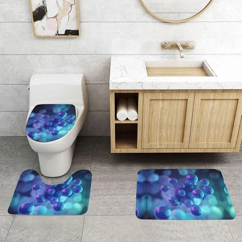 Vista 3 de CO2 Pattern absorbent non-slip floor mat set of 3 - suitable for bathroom, bedroom, kitchen