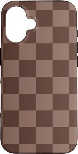 Vista 32 de Marrón clásico a cuadros, patrón de tablero de ajedrez moda caso para iPhone 17