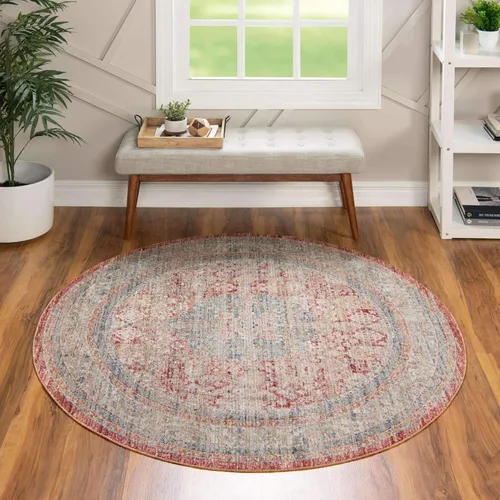 Vista 17 de Unique Loom Noble Collection - Alfombra de área tradicional, envejecida, vintage, geométrica, con borde (2' 2 x 3' 0 rectangular, azul/beige)