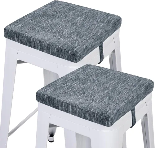 Vista 15 de baibu Juego de 2 cojines cuadrados de espuma viscoelástica de 12 pulgadas, diseño de doble capa con lazos, cojín cuadrado para silla para taburetes