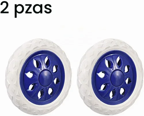 Vista 3 de uxcell Carrito de compras Rueda Reemplazo 6.5 Pulgadas Dia Goma Espuma Azul 2pcs (Capacidad de Carga 22Lbs Cada uno)