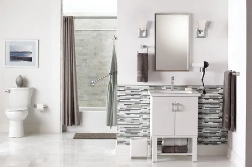 Vista 7 de Moen Voss – Grifo monomando de un solo agujero para lavabo de baño, cromado, con placa de cubierta opcional, 6903