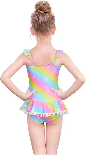 Vista 3 de Play Tailor Traje de baño de una pieza para niñas, traje de baño de unicornio