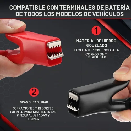 Vista 2 de ELECTOP Cable de puente de batería con pinzas de cocodrilo mejorado de 10AWG, abrazaderas de cargador de batería a arnés de cable de terminal