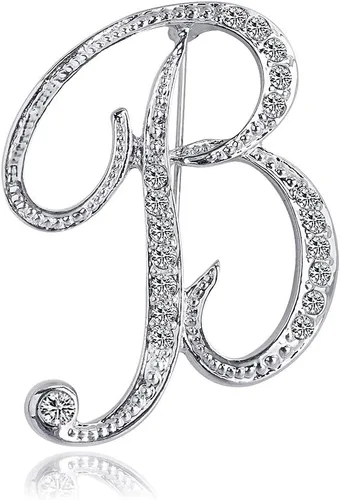 Vista 22 de ETHOON Broche de letras con inicial de diamantes de imitación para mujer, manualidades, plateado A-Z