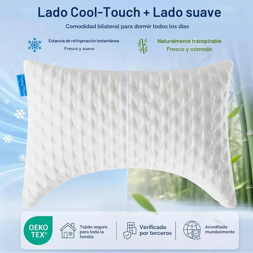 Vista 7 de Almohadas para dormir de lado para comodidad de cuello y hombros, diseño ergonómico de media luna curvada, espuma viscoelástica triturada ajustable