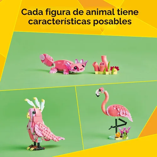 Vista 5 de LEGO Creator 3 en 1 Animales Salvajes: Juguete de Construcción de Animales de Flamenco Rosa - Juego con 3 Opciones de Construcción, Flamenco Rosa
