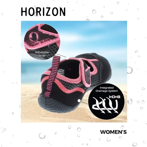 Vista 4 de Body Glove Zapatos de agua para mujer (lago, aeróbicos, natación, deportes acuáticos, playa, zapatos de agua para mujer), color negro y azul Oasis