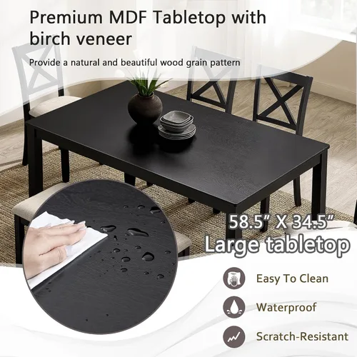 Vista 3 de Harper & Bright Designs Juego de mesa de comedor de 6 piezas con sillas
