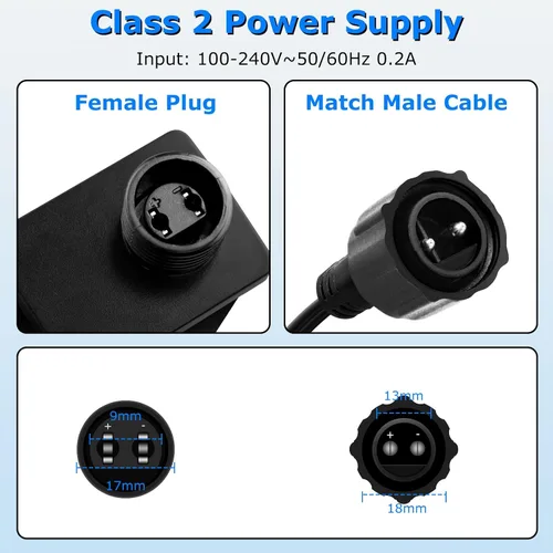 Vista 3 de Fuente de alimentación de clase 2 de 12 V, 9 W, 0.75 A, transformador de bajo voltaje de CA a CC, adaptador de corriente inflable IP44 para tiras