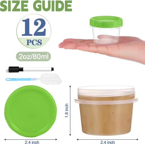 Vista 3 de Yomarket Envases Pequeños de Plástico de 2 oz con Tapas, Paquete de 12 Recipientes para Aderezo de Ensalada, Recipientes Reutilizables