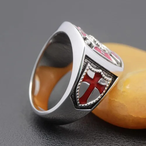 Vista 5 de Vintage Knights In Hoc Signo Vinces Templar Masones Masónicos Anillo de plata esterlina HE66F (10)
