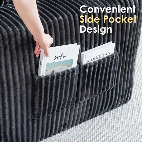 Vista 3 de Sofá modular modular de 108 pulgadas para sala de estar, sofá sin hueso en forma de L con diván de asiento profundo, no requiere montaje, sofá cama