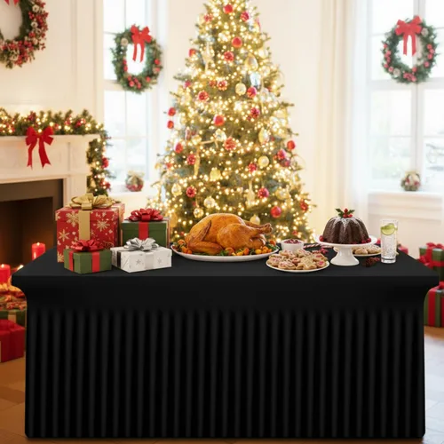 Vista 6 de Smiry Mantel de Spandex Paquete de 6, Mantel Elástico Ajustable Extensible para Mesas Rectangulares de 4 Pies, Cubierta de Mesa Impermeable Lavable