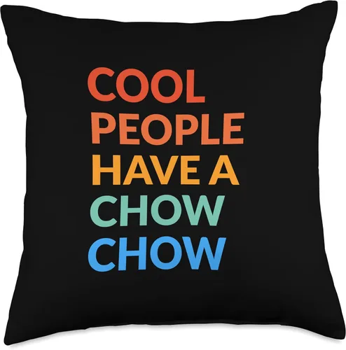 Vista 4 de Cute Puppy Chow Dog Mom & Dad Design Cool People Chow Funny Dog Throw Pillow, 16x16, Multicolor