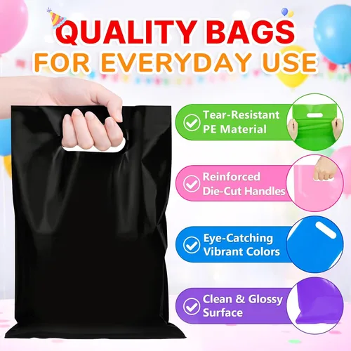 Vista 7 de ANZNKU 50 bolsas negras de recuerdo de fiesta, 8 x 11 pulgadas, bolsa de regalo para dulces de Pascua, joyas artesanales, bolsas de regalo