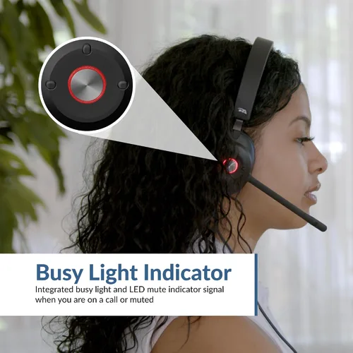 Vista 7 de CA Essential USB Headset (HS-2000) – Auriculares profesionales para llamadas y música, comodidad durante todo el día, controles integrados