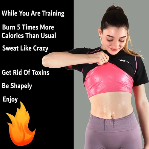 Vista 5 de Sudadera deportiva para mujer camiseta sin mangas de entrenamiento prémium para adelgazar y moldear el cuerpo pérdida de peso y desintoxicación Negro
