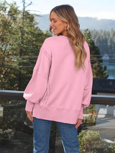 Vista 4 de Trendy Queen Sudaderas de cuello redondo de gran tamaño para mujer, ropa de otoño, a la moda, ropa de invierno Y2K para adolescentes y niñas
