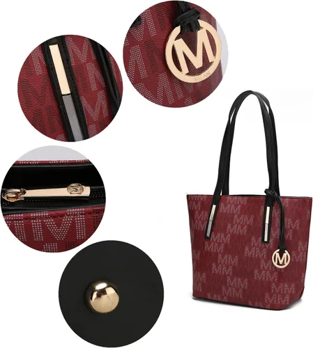 Vista 7 de MKF Collection Bolso Satchel para Mujer, Bolso de Hombro, Bolso Tote Pequeño y Cartera de Muñeca de Cuero Vegano por Mia K