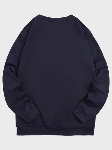 Vista 2 de SHENHE Sudadera con cuello redondo para hombre, manga larga, vintage, estampado de letras, informal, sin botones