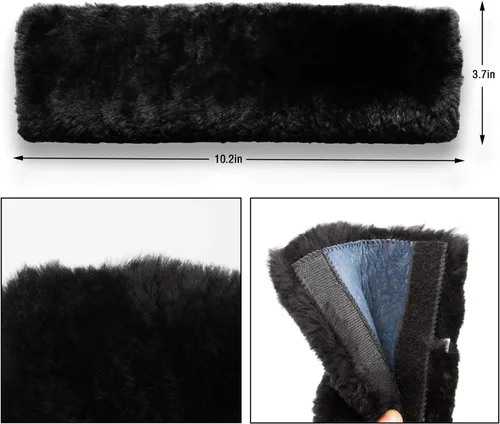 Vista 3 de Funda para cinturón de seguridad de automóvil de lana de oveja genuina suave, 2 piezas, almohadilla para hombro del cinturón de seguridad para una